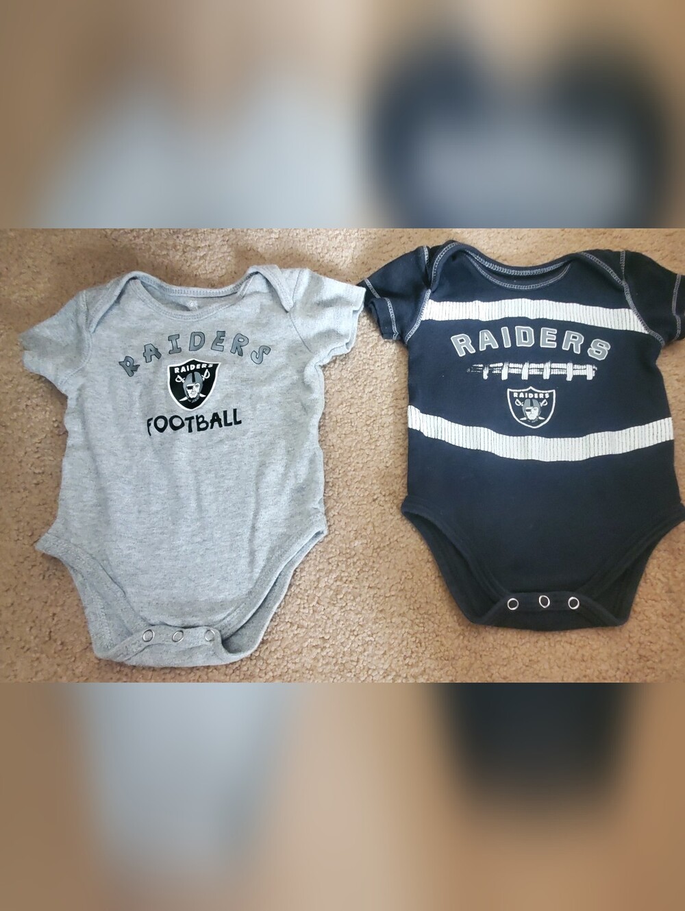Raiders Onesie Set w/bucket Hat - Gray & Black